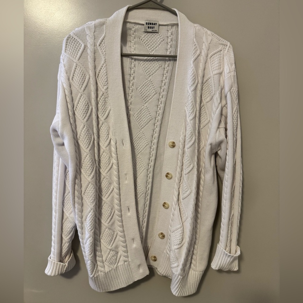 Sunday Best Ivory Cable Knit Cardigan